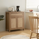 Buffet Cabinet Sideboard Cabinet with Rattan Decor Doors and Adjustable Shelves