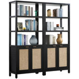 5 Tier Bookshelf Set of 2, Farmhouse 5 Shelf Bookcase with Doors Library Storage Cabinet