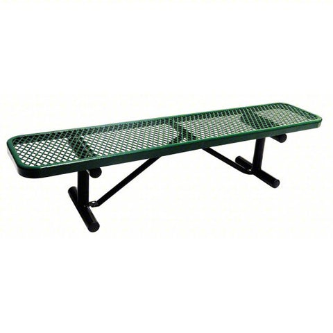 Outdoor Bench: Thermoplastic Coated Metal, 600 lb Load Rating, Green, Portable