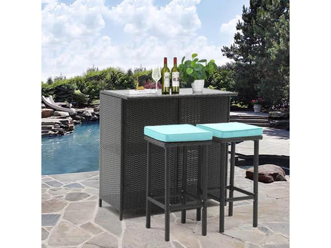 3-Piece Outdoor Wicker Bar Set