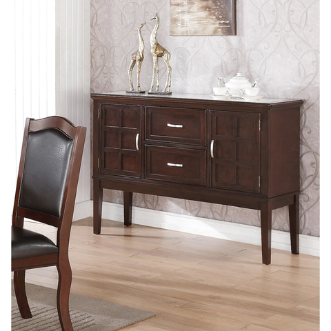 2 Drawers Rubber Wood Server In Brown