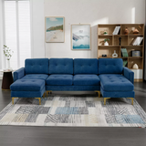 111" U-Shape Convertible Sectional Sofa Couch with Movable Ottoman-ModernLuxe