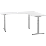 Interion® L-Shaped Electric Height Adjustable Desk, 60"W x 24"D-Gray Base