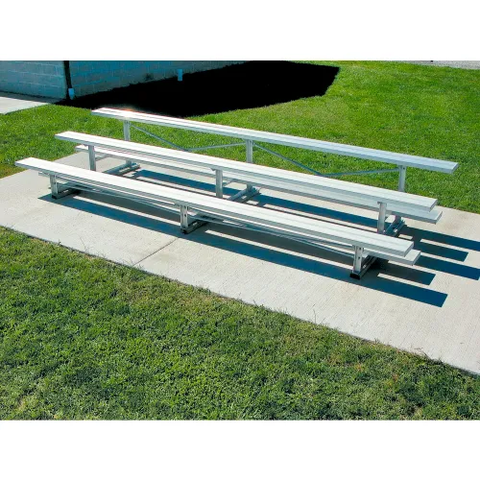 Standard Series 3 Row Tip N Roll Aluminum Bleacher, 15'W, Single Footboard