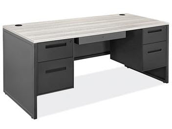 Double Pedestal Industrial Steel Desk - 66 x 30"