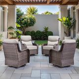 Opohoro Outdoor Swivel Rocker Patio Chairs Set with 6 inch Thick Cushions, High Back Wicker Outdoor Patio Furniture Set