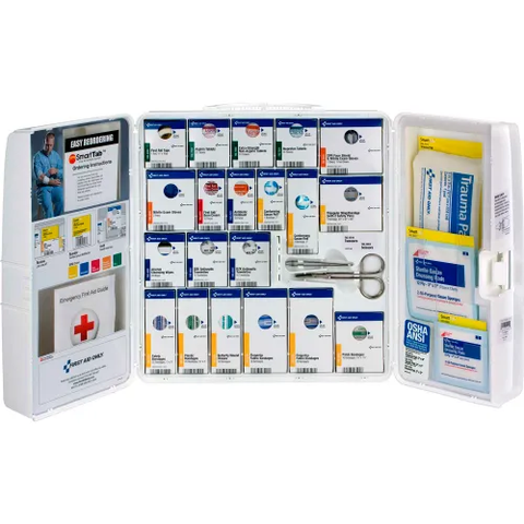 First Aid Only 1000-FAE-0103 Plastic SmartCompliance First Aid Cabinet With Medications, 50 Person