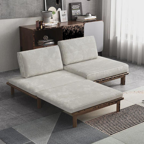 Upholstered Sleeper Sofa, 78.7'' Sofa Bed, Natural Ash Wood Frame, Removable Cloth Cover