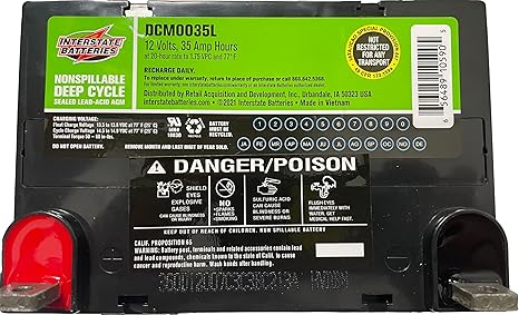 Interstate Batteries  110Ah (L Terminal) Deep Cycle Mobility Battery Group 29 VRLA SLA AGM, Rechargeable Replacement for Campers, RVs, Trailers