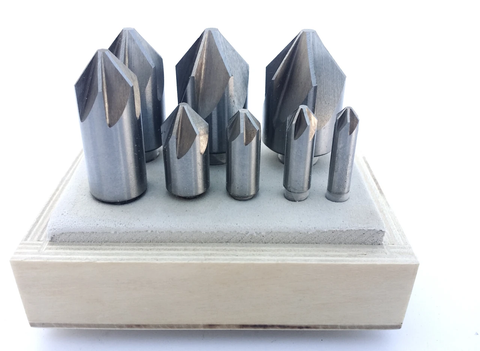 HHIP 1/4-1" 8 PIECE 82 DEGREE 6 FLUTE HIGH SPEED STEEL COUNTERSINK SET (2001-3001)
