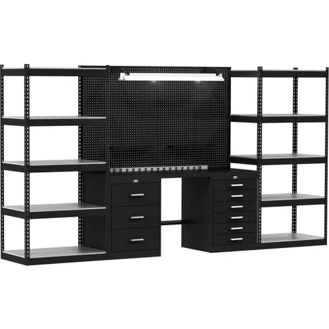 Hallowell® Fort Knox™ Open Storage Modular Workbench System, 168"W x 24"D, Steel Top