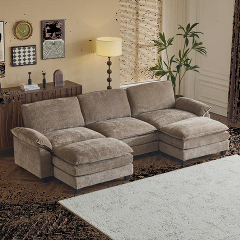120'' W Double Layer U-shaped Cushion Cloud Comfy Couch