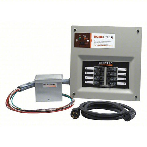 GENERAC Upgradable Manual Transfer Switch: Single Phase, 120/240V AC, 30 A Current Rating, 10 Spaces