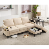 78"W 4-seat Upholstered Sectional Sofa, L-Shape Knock Down Sofa Couch