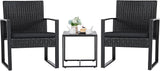 Flamaker Patio Set Outdoor Wicker Furniture, Modern Bistro Set with Rattan Chair and Coffee Table for Yard