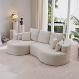 106" Modern Cozy Upholstered 4 Seater Curved Sectional Sofa with 7 Pillows