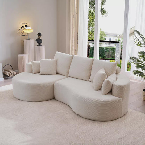 106" Modern Cozy Upholstered 4 Seater Curved Sectional Sofa with 7 Pillows