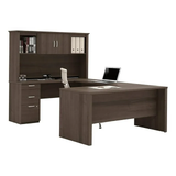 Modern Wood U-Shaped Computer Desk with Hutch