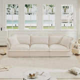 Slipcovered Sectional Sofa, 3 Seater Sofa with Removable Cover