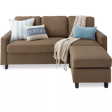 Best Choice Products Linen Sectional Sofa Couch w/ Chaise Lounge, Reversible Ottoman Bench