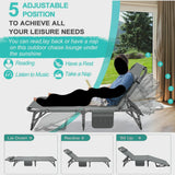 Slsy Folding Lounge Chair, 5-Position Adjustable Outdoor Reclining Chair, Folding Sleeping Bed Cot