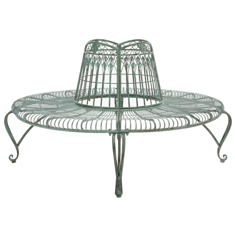 SAFAVIEH Ally Darling Outdoor Wrought Iron Tree Bench, Antique Green
