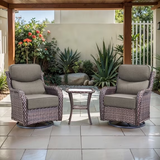 Opohoro Outdoor Swivel Rocker Patio Chairs Set with 6 inch Thick Cushions, High Back Wicker Outdoor Patio Furniture Set