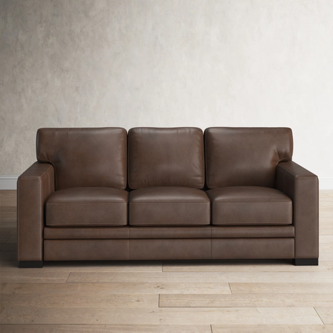 Whittman 83'' Genuine Leather Square Arms Sofa