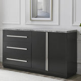 Anxhela 66" Wide Marble Top, 2 Door 3 Drawer Credenza