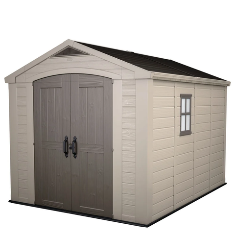 Keter 211203 Factor 8 x 11 All Weather Resistant Outdoor Storage Shed, Taupe - 400