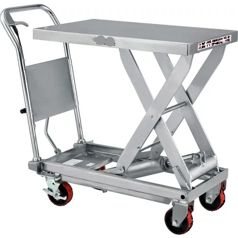 Stainless Steel Mobile Scissor Lift Table 32 x 19 - 1000 Lb. Cap.