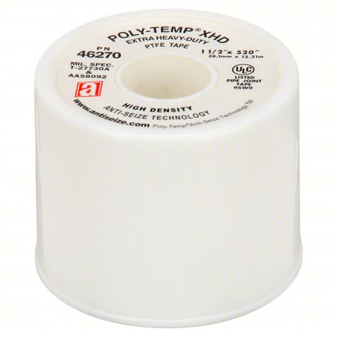ANTI-SEIZE TECH. Thread Sealant Tape: POLY-TEMP® XHD, Extra HD, 1 1/2 in x 43 ft, White