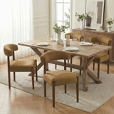 Upholstered Dining Chair Set of 4, Extra-Wide 20” Seat, Deep Cushioned Comfort, Plush Fabric, Solid Wood Legs