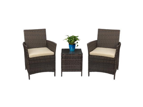 Patio Porch Furniture Sets 3 Pieces PE Rattan Wicker Chairs with Table