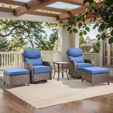 Opohoro Outdoor Swivel Rocker Patio Chairs Set with 6 inch Thick Cushions, High Back Wicker Outdoor Patio Furniture Set