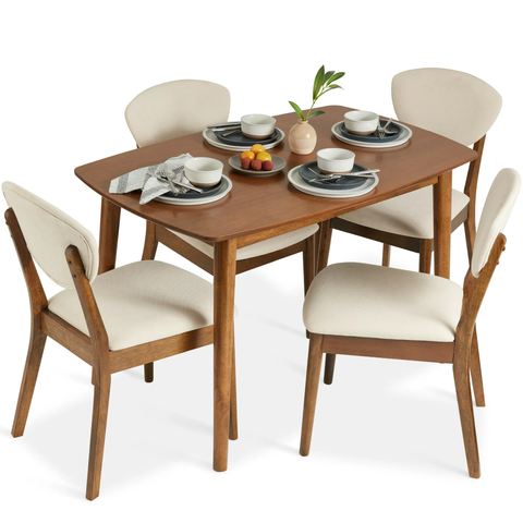5-Piece Compact Wooden Mid-Century Modern Dining Set