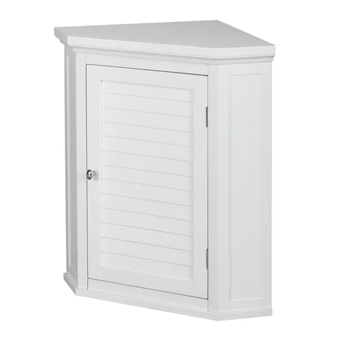 Glancy One Shutter Door Wooden Removable Corner Wall Cabinet, White