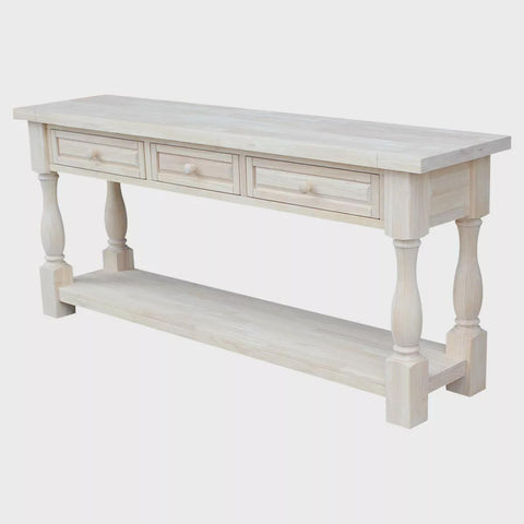 Tuscan Console Table - Unfinished - International Concepts: Solid Wood, Traditional Style, Parawood