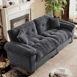 91.5"Chenille Deep Seat Sofa Couch with 2 Throw Pillows-Morden Fort