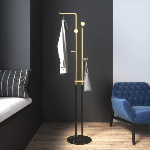 Darrias 5 - Hook Freestanding Coat Rack with Marble Base, Art Design Easy Assembly