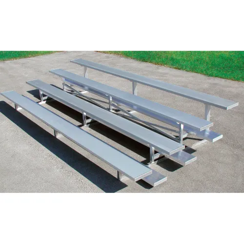 Low Rise Standard Series 4 Row Aluminum Bleacher, 9' Long, Single Footboard