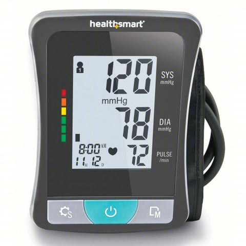 HEALTHSMART Digital Blood Pressure Monitor: Blood Pressure Monitor, Arm, Adult, Nylon, Black