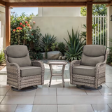 Opohoro Outdoor Swivel Rocker Patio Chairs Set with 6 inch Thick Cushions, High Back Wicker Outdoor Patio Furniture Set