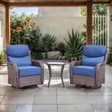 Opohoro Outdoor Swivel Rocker Patio Chairs Set with 6 inch Thick Cushions, High Back Wicker Outdoor Patio Furniture Set