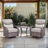 Opohoro Outdoor Swivel Rocker Patio Chairs Set with 6 inch Thick Cushions, High Back Wicker Outdoor Patio Furniture Set