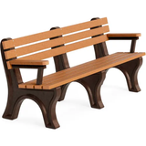 Polly Products Econo Mizer 6' Backed Bench w/ Arms, Brown Frame