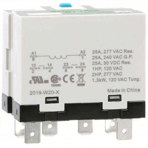 SCHNEIDER Enclosed Power Relay: Socket Mounted, 25 A Current Rating, 24V DC, DPST-NO, M Socket