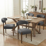 Upholstered Dining Chair Set of 4, Extra-Wide 20” Seat, Deep Cushioned Comfort, Plush Fabric, Solid Wood Legs