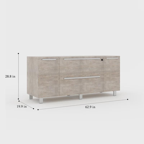 K123 Credenza with 2 Drawers and 2 Doors in Gray