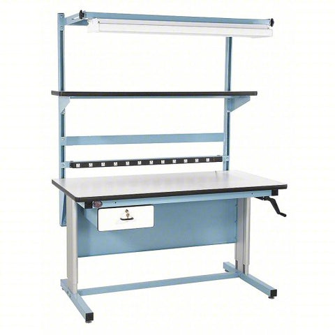 PRO-LINE Workstation: Adj Ht, Laminate, 60 in x 30 in, 330 lb Overall Load Capacity, Blue, Laminate